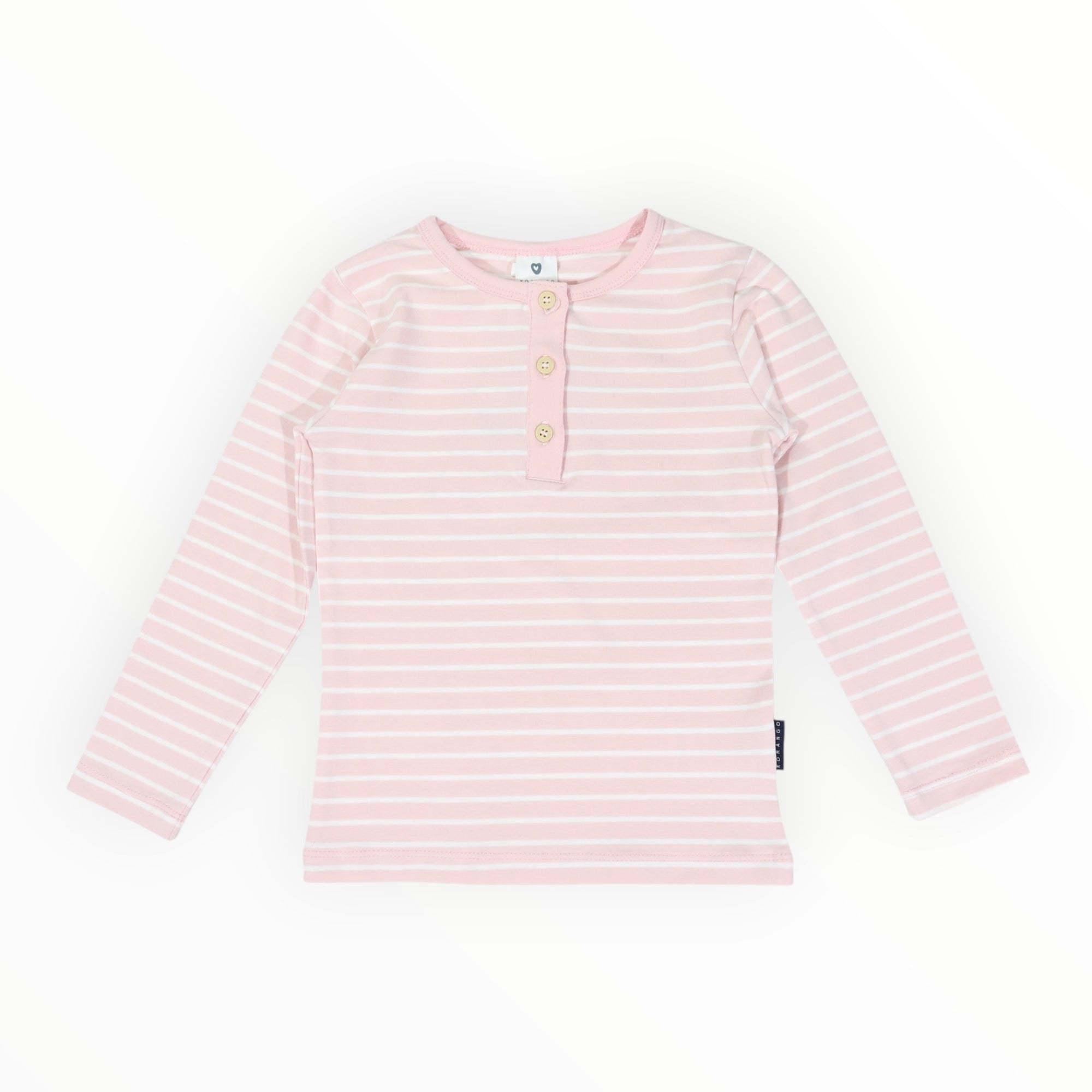 Cotton Henley Top Pink Stripe