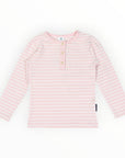 Cotton Henley Top Pink Stripe