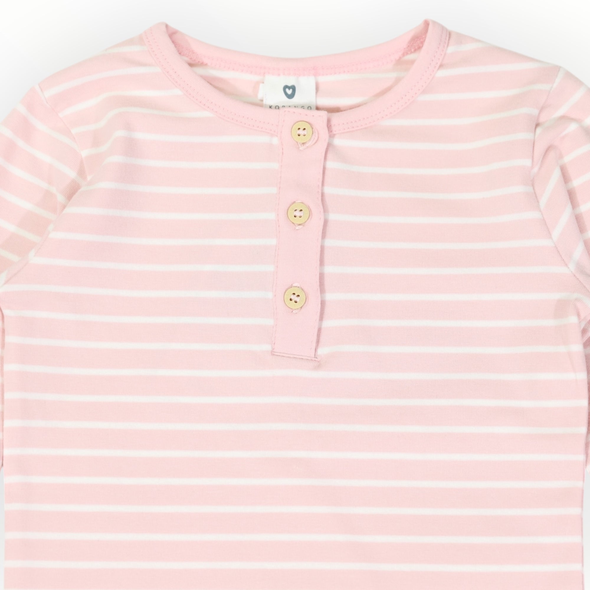 Cotton Henley Top Pink Stripe