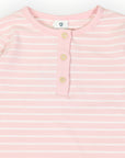 Cotton Henley Top Pink Stripe