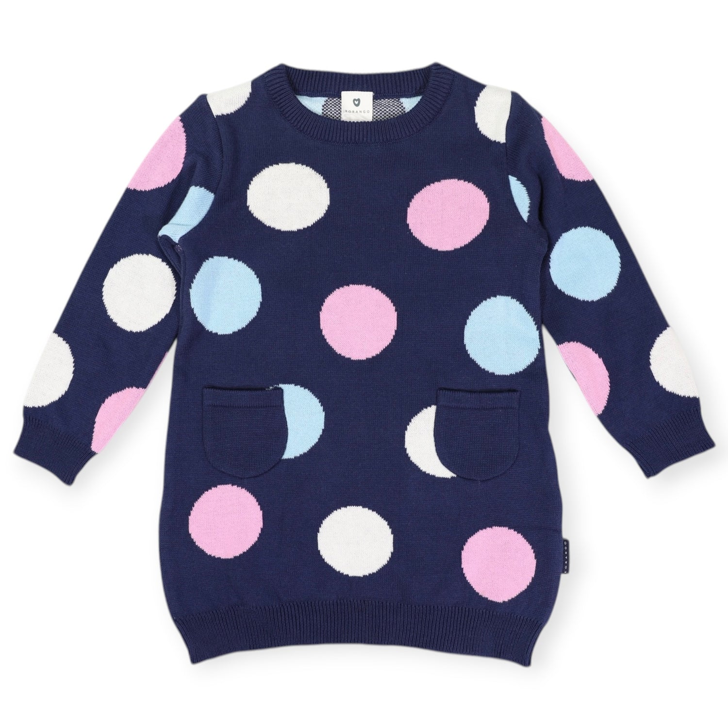 Polkadot Knitted Dress Navy