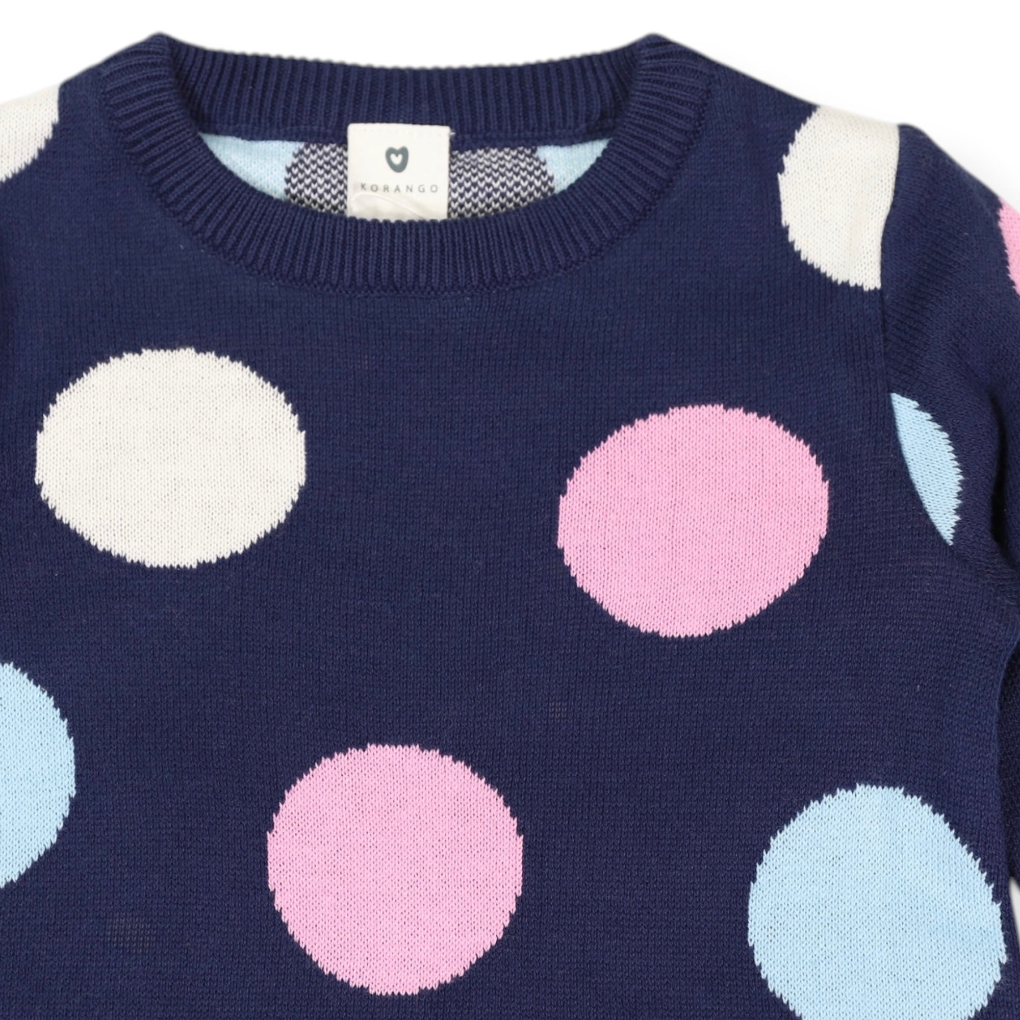 Polkadot Knitted Dress Navy