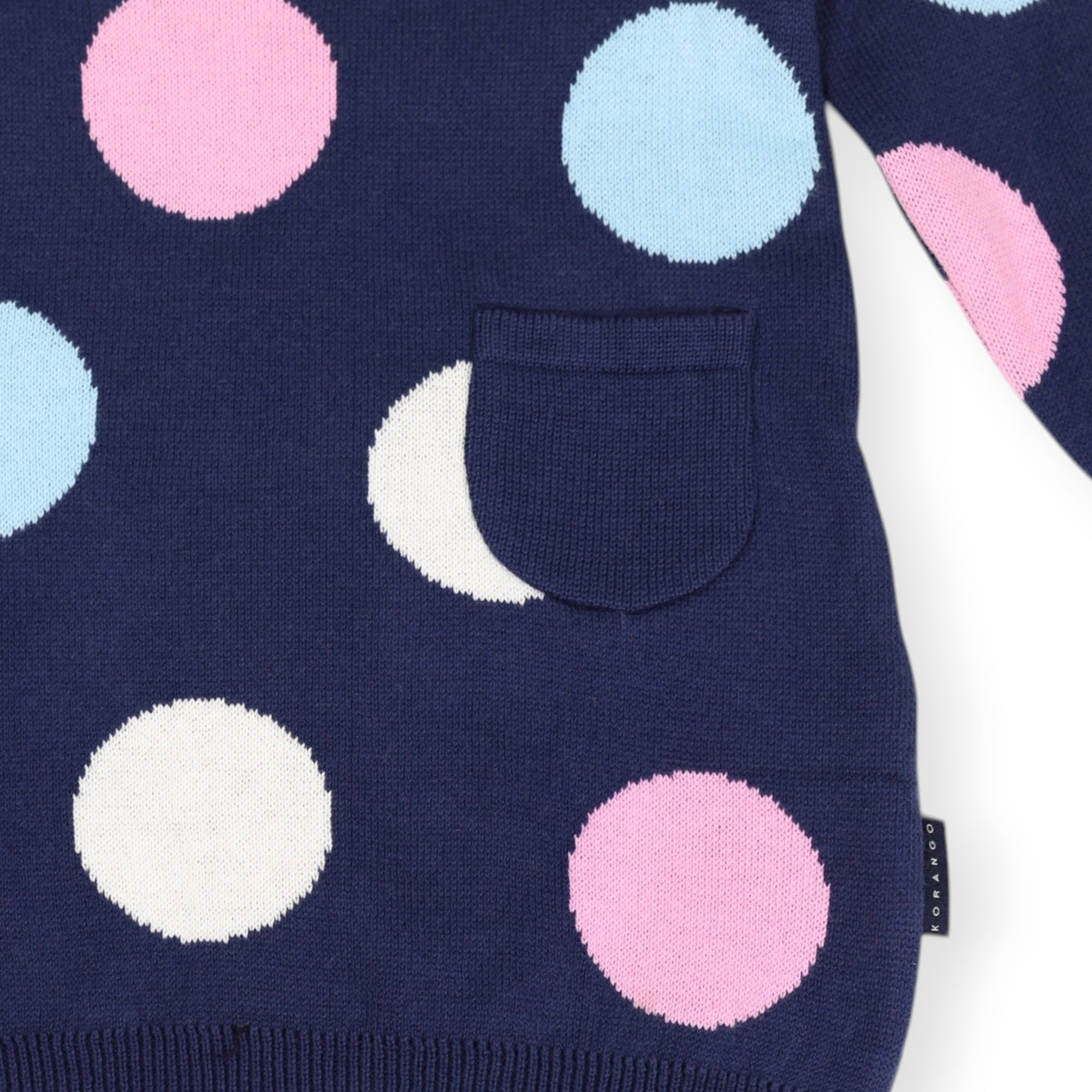 Polkadot Knitted Dress Navy