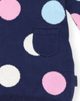 Polkadot Knitted Dress Navy