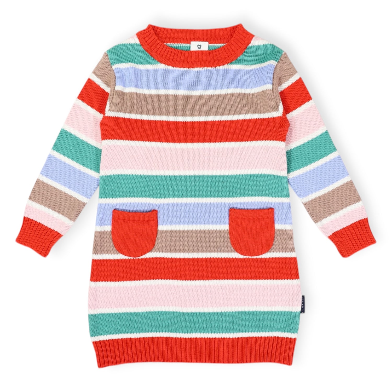 Soft Knit Striped Dress Brown Stripe