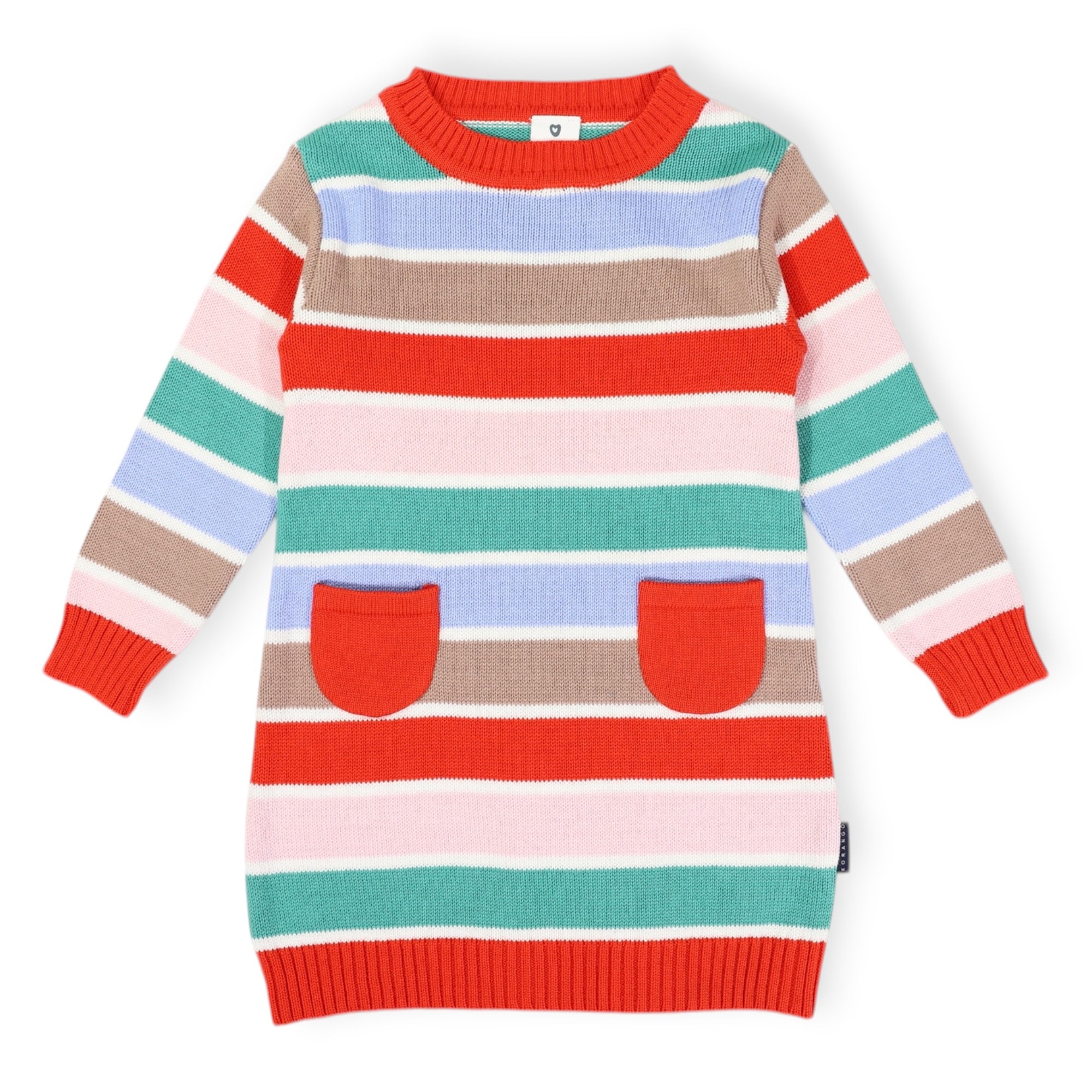 Soft Knit Striped Dress Brown Stripe