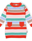Soft Knit Striped Dress Brown Stripe