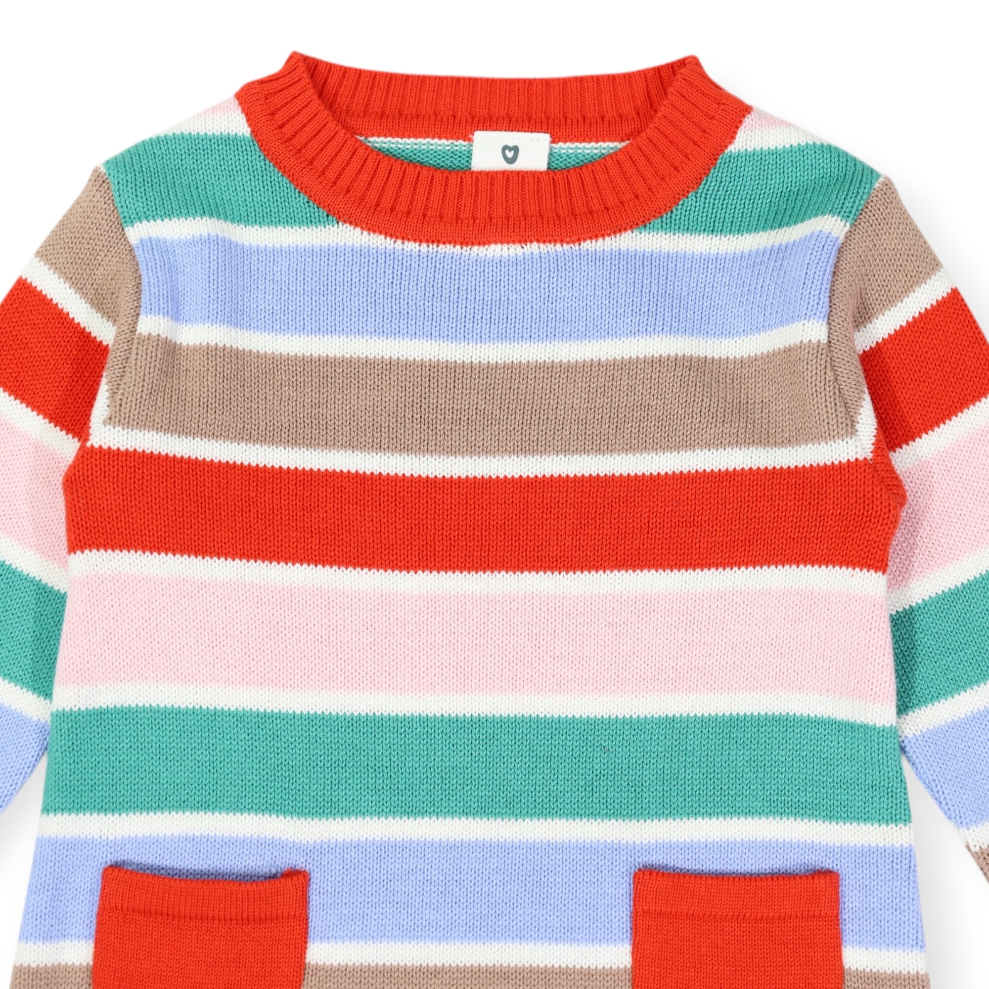 Soft Knit Striped Dress Brown Stripe