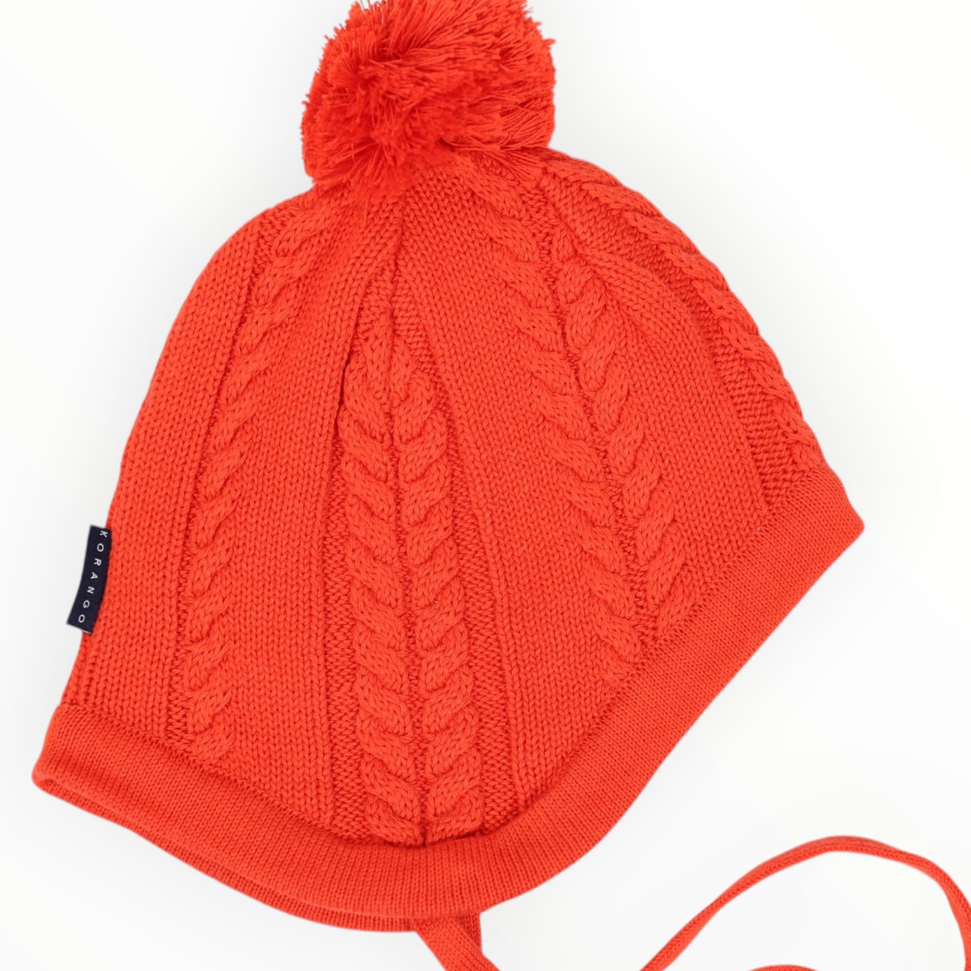 Soft Cable Knit Beanie with Tassles Red