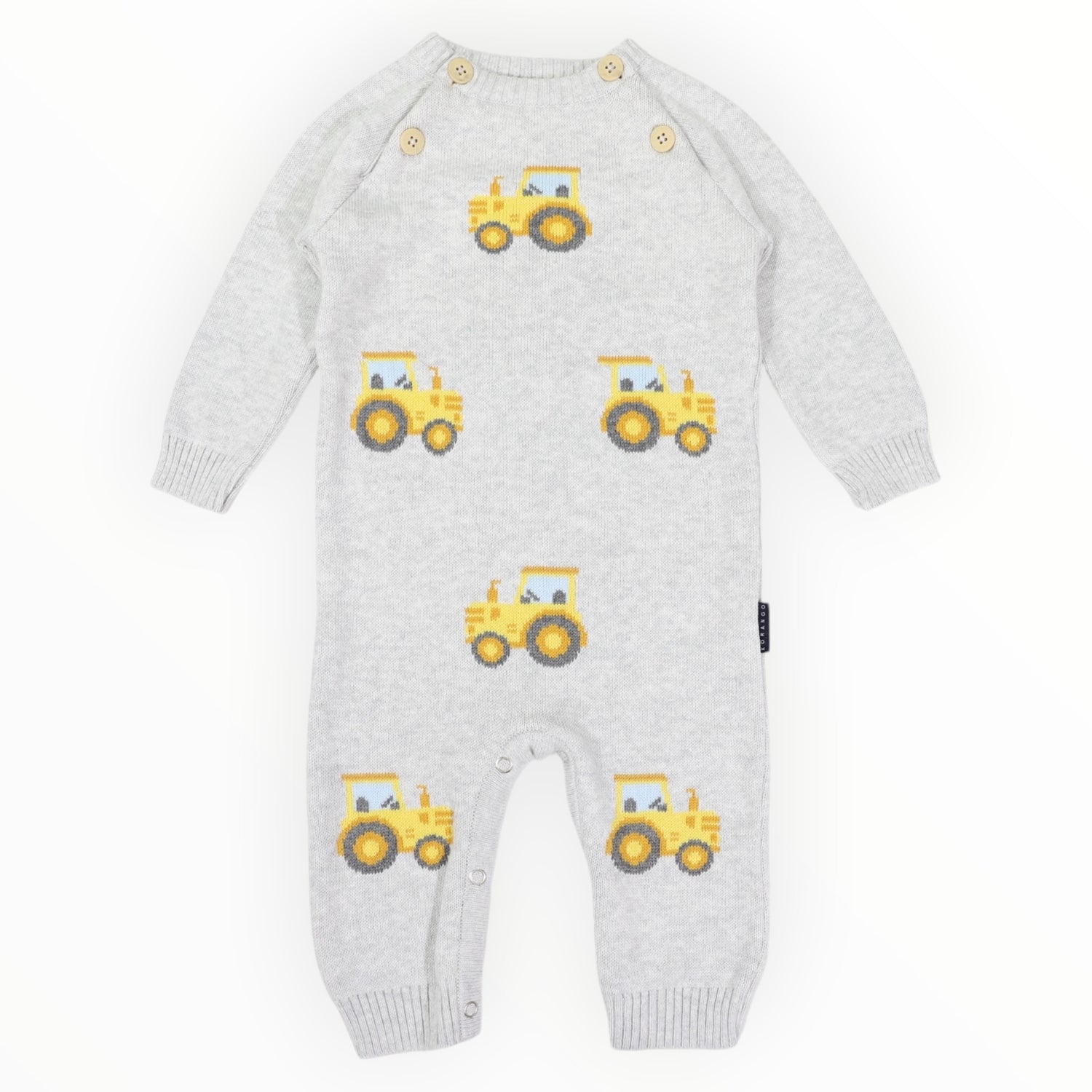 Tractor Knit Romper Grey Marle