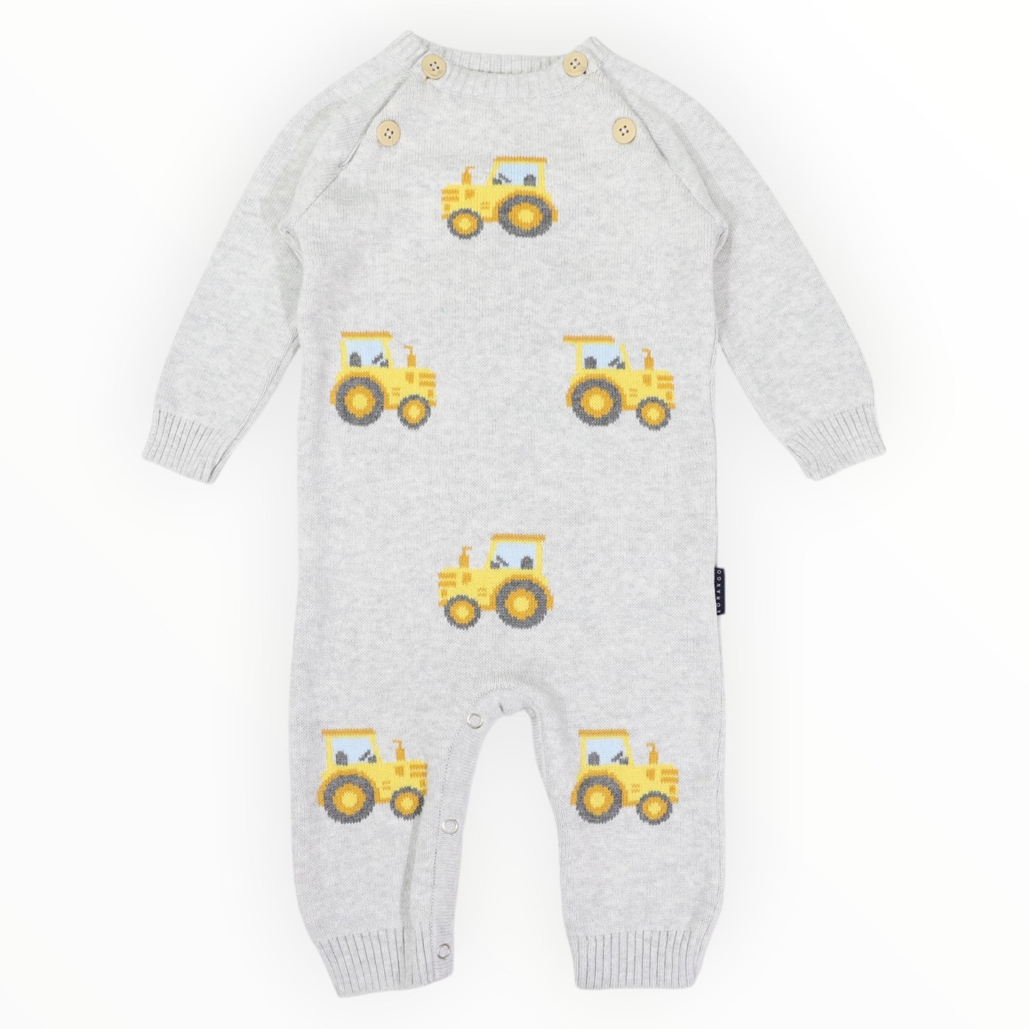 Tractor Knit Romper Grey Marle