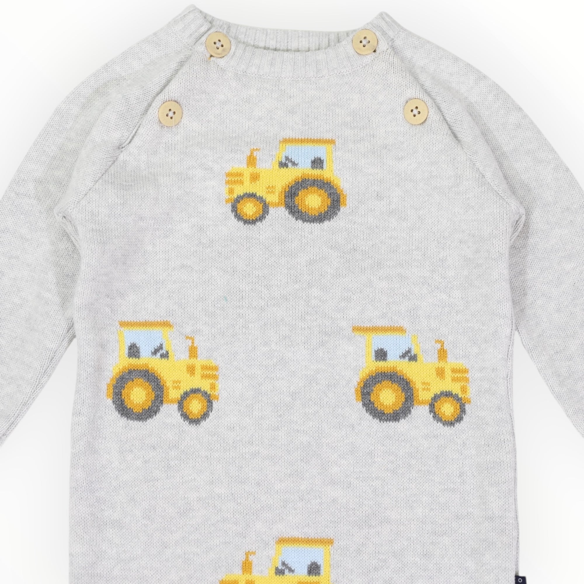 Tractor Knit Romper Grey Marle