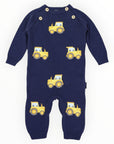 Tractor Knit Romper Navy