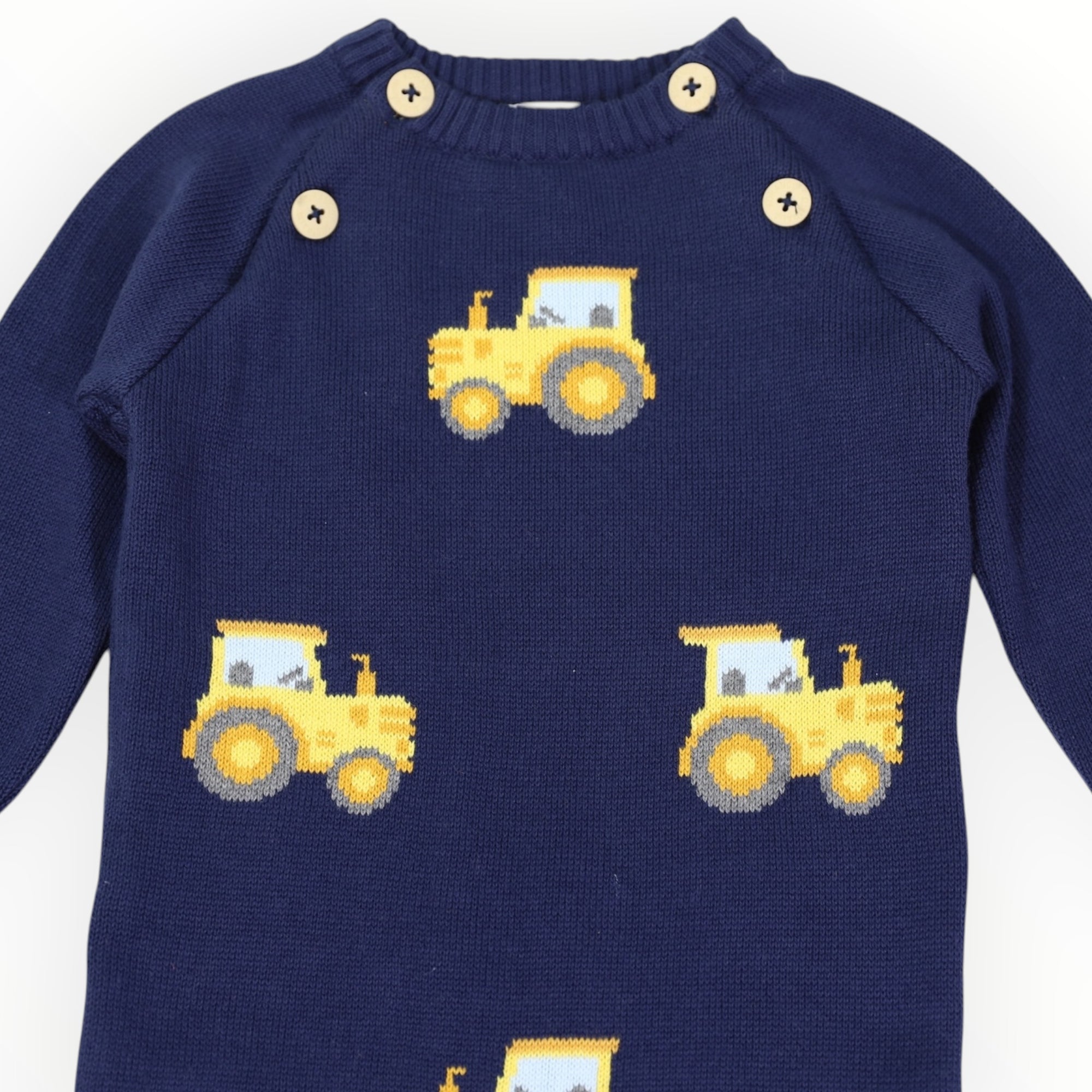 Tractor Knit Romper Navy
