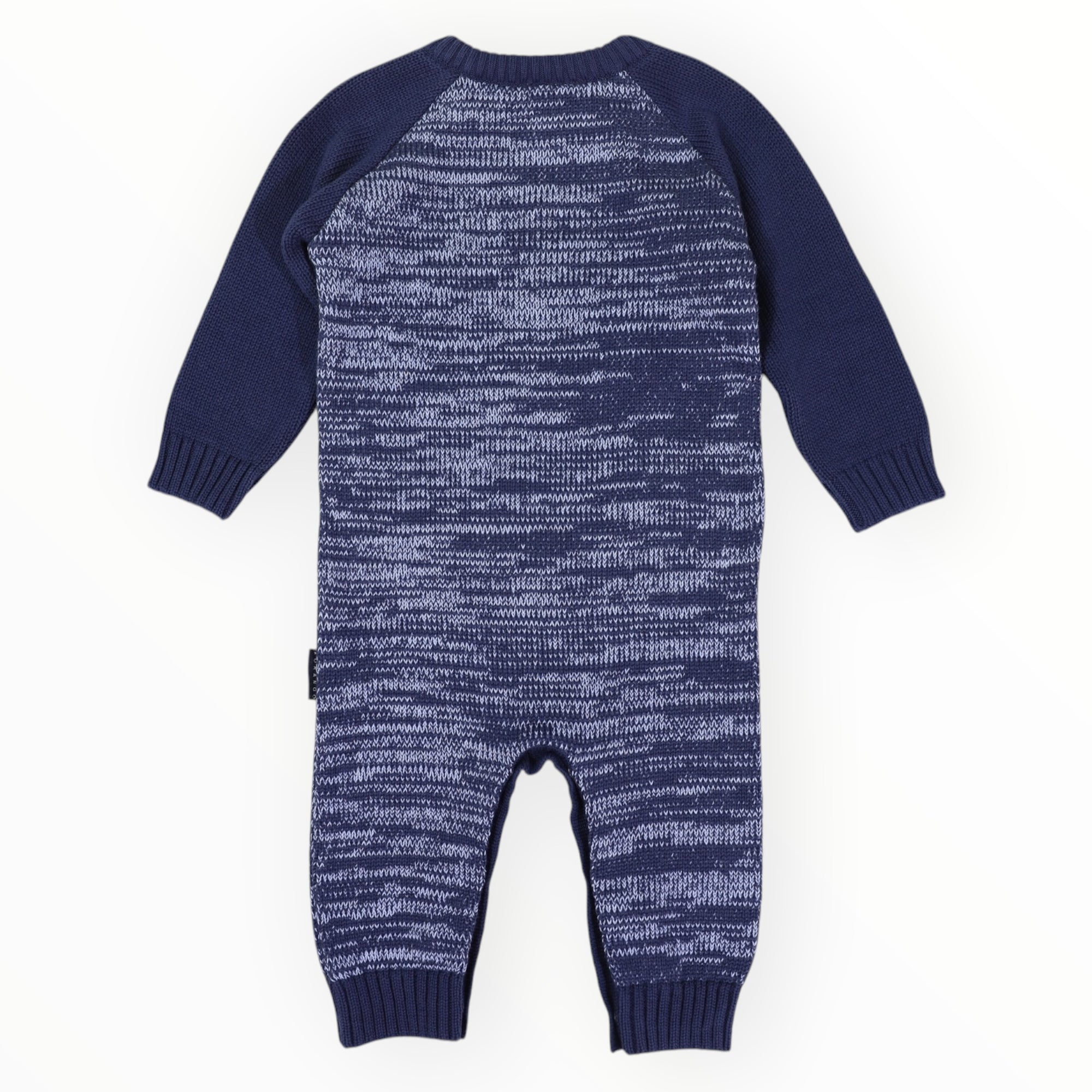 Bear Fleck Knit Romper Blue