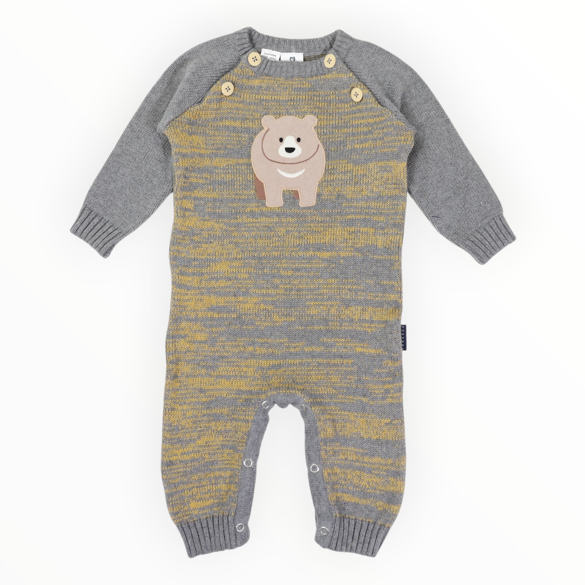 Bear Fleck Knit Romper Charcoal