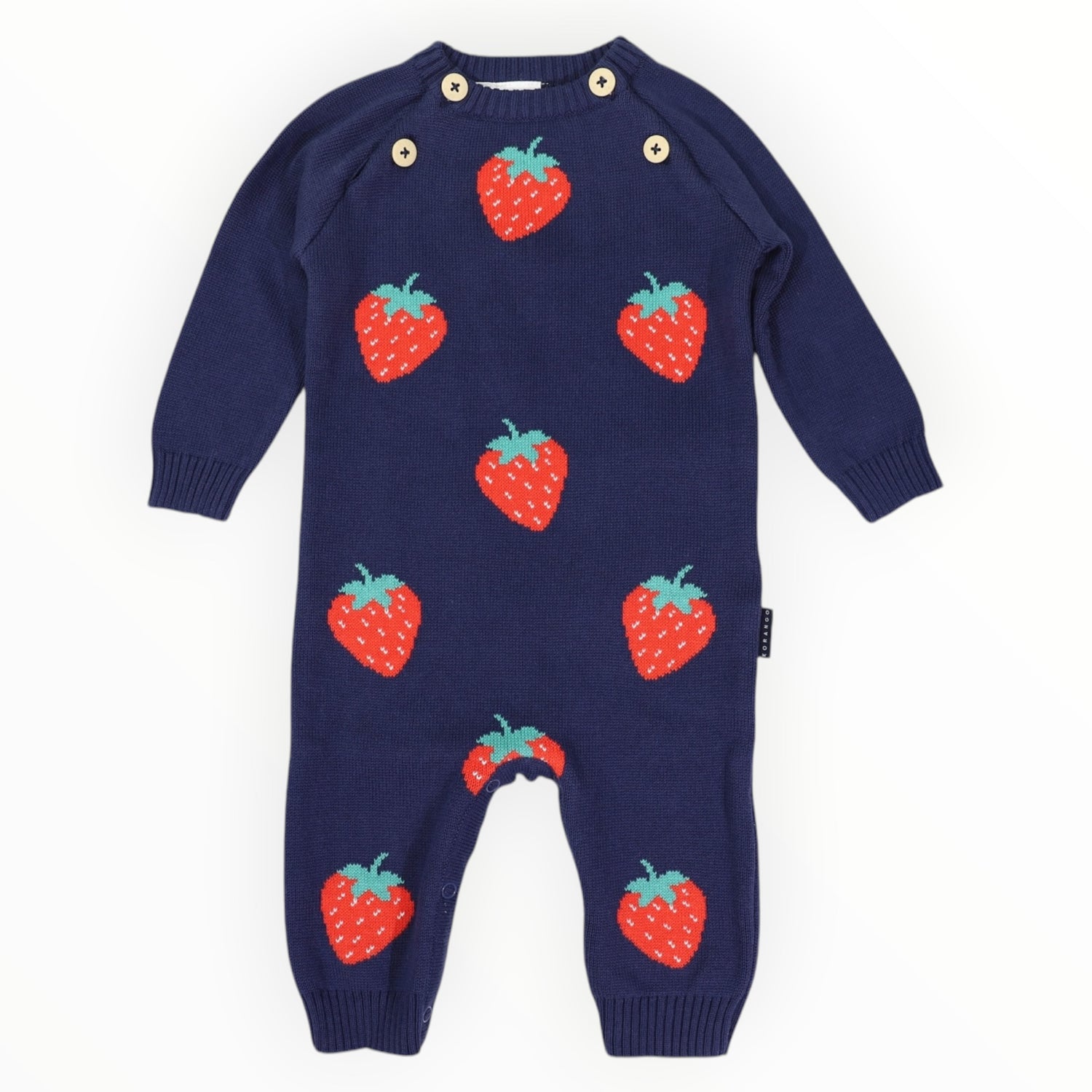 Strawberry Knit Romper Navy