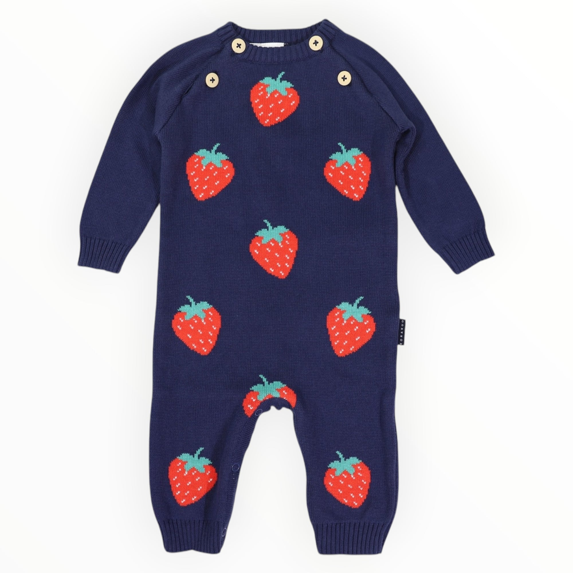 Strawberry Knit Romper Navy
