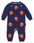 Strawberry Knit Romper Navy