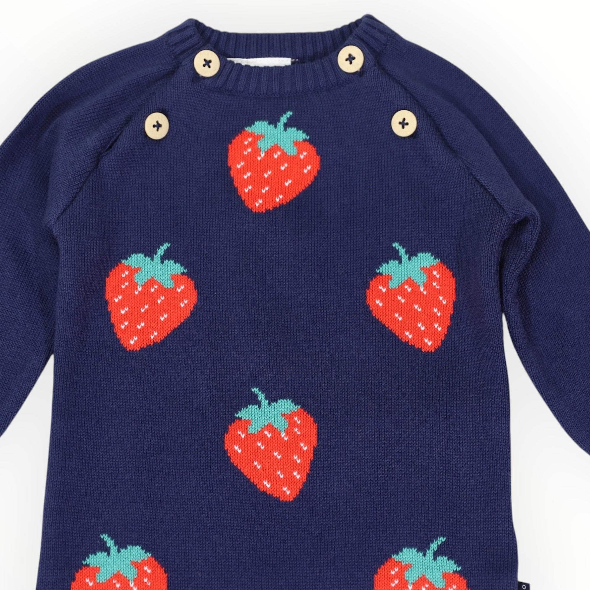 Strawberry Knit Romper Navy