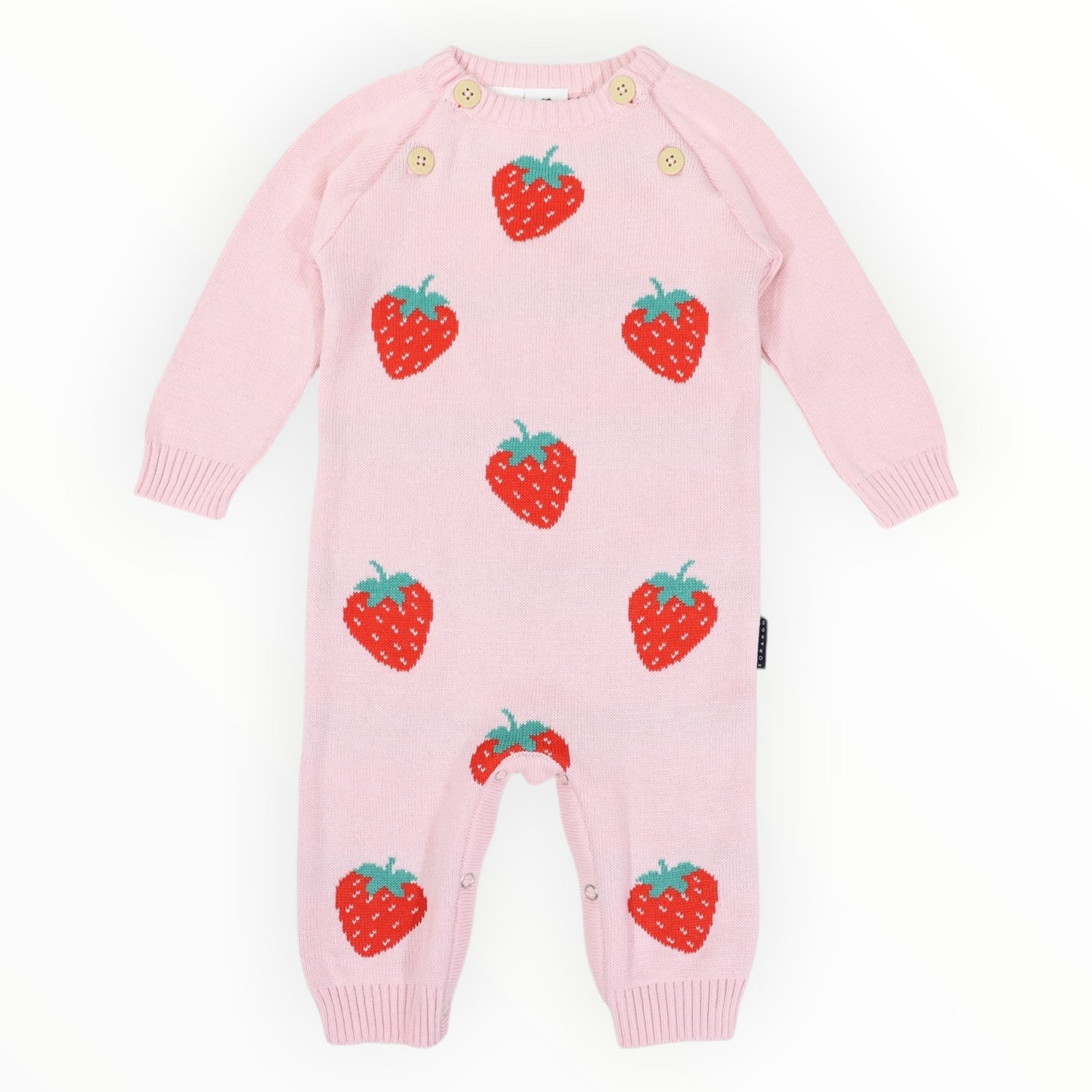 Strawberry Knit Romper Pink