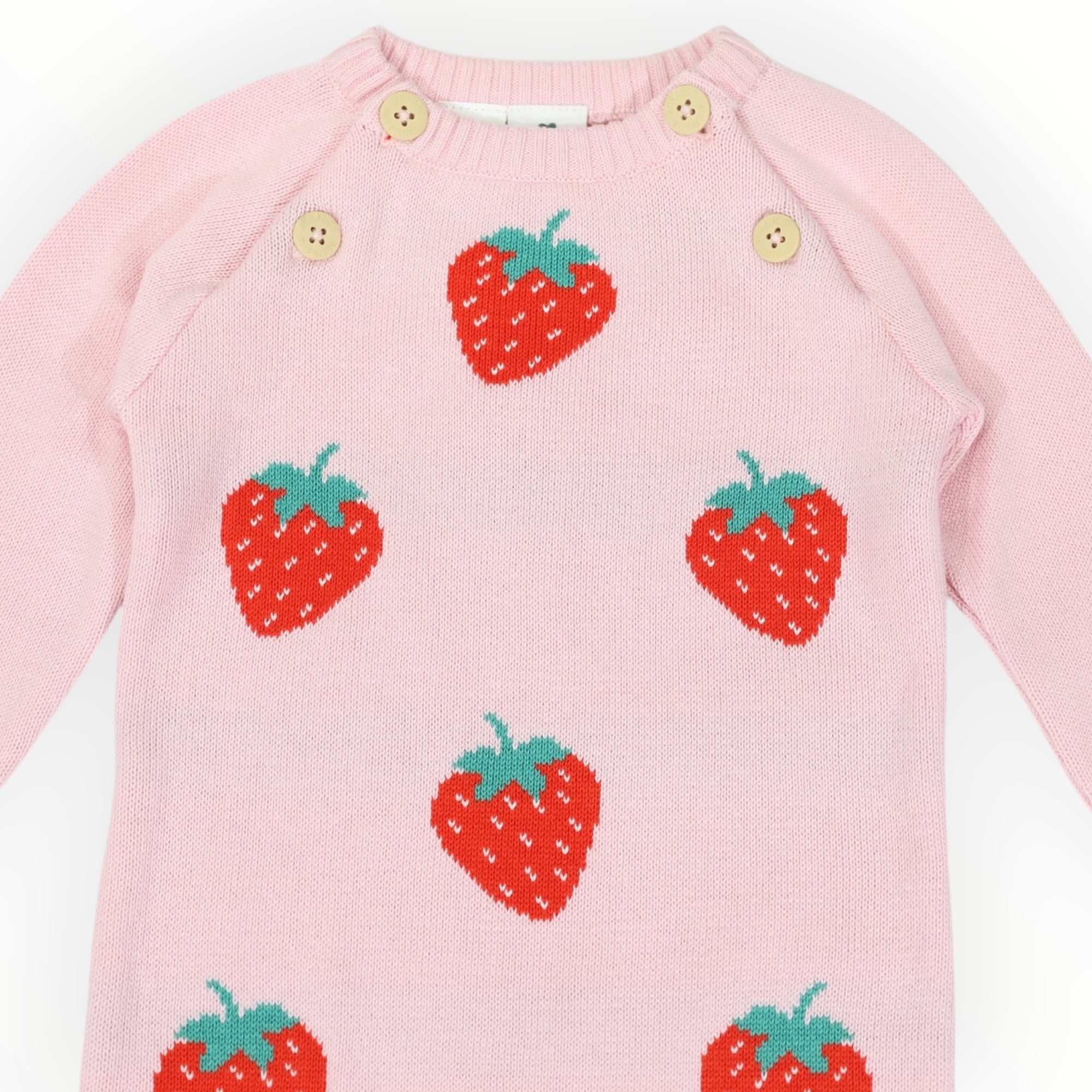 Strawberry Knit Romper Pink