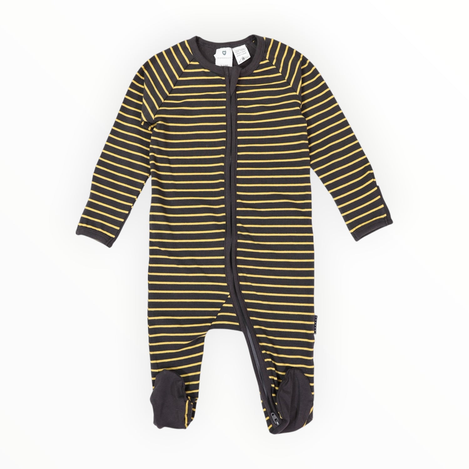 Striped Zip Cotton Romper Charcoal
