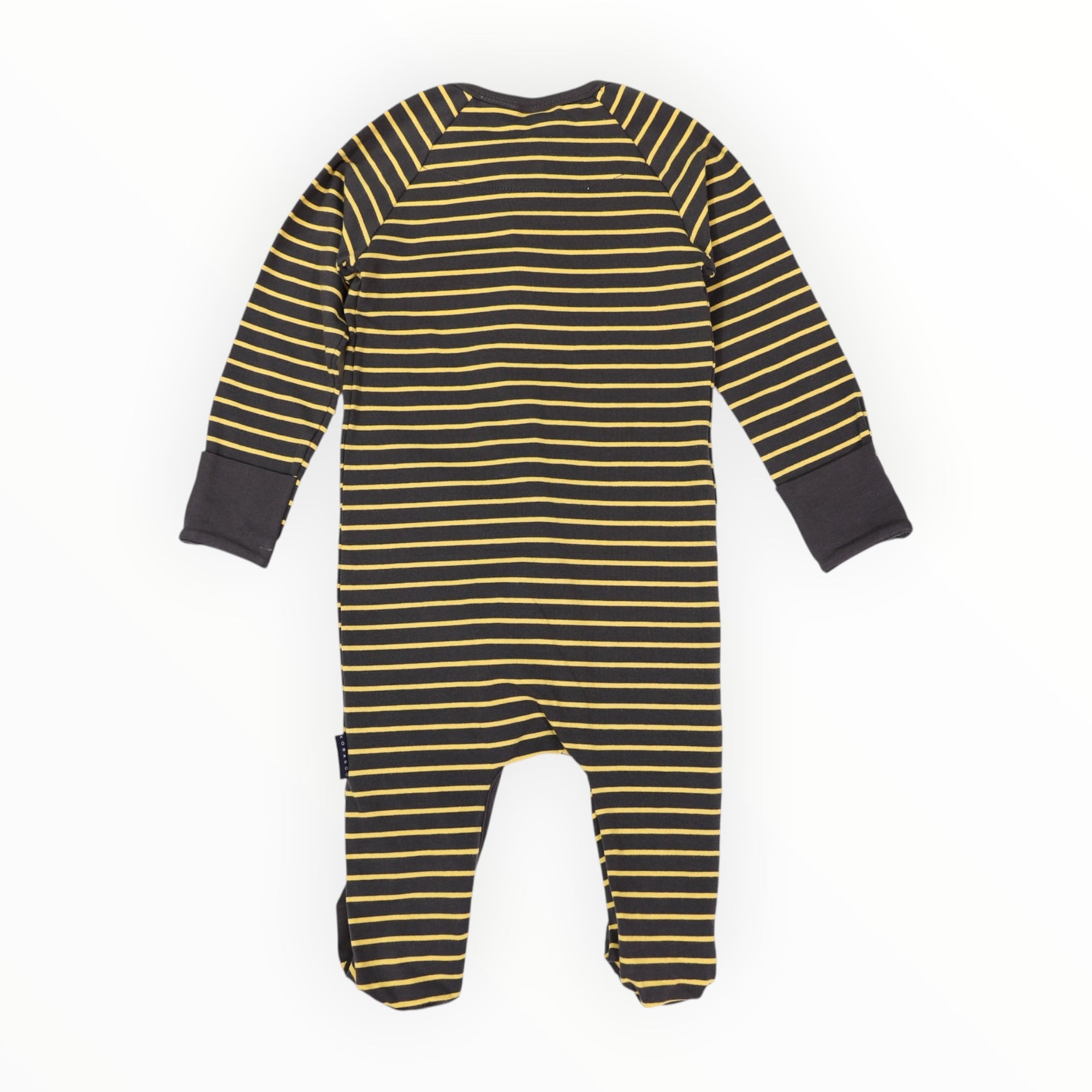 Striped Zip Cotton Romper Charcoal