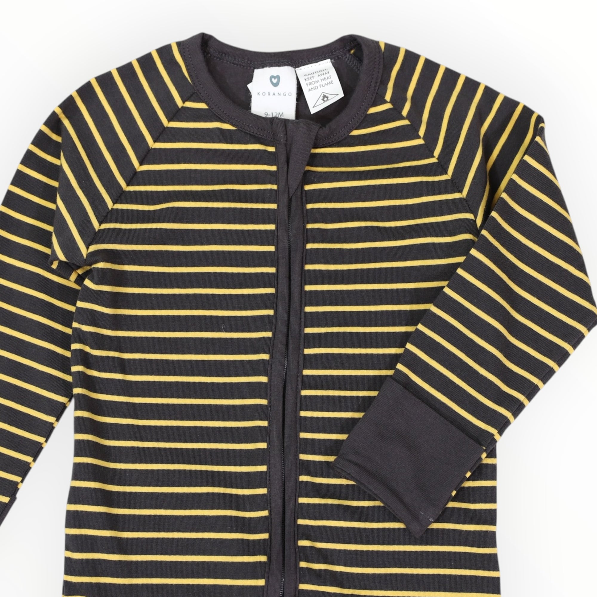 Striped Zip Cotton Romper Charcoal