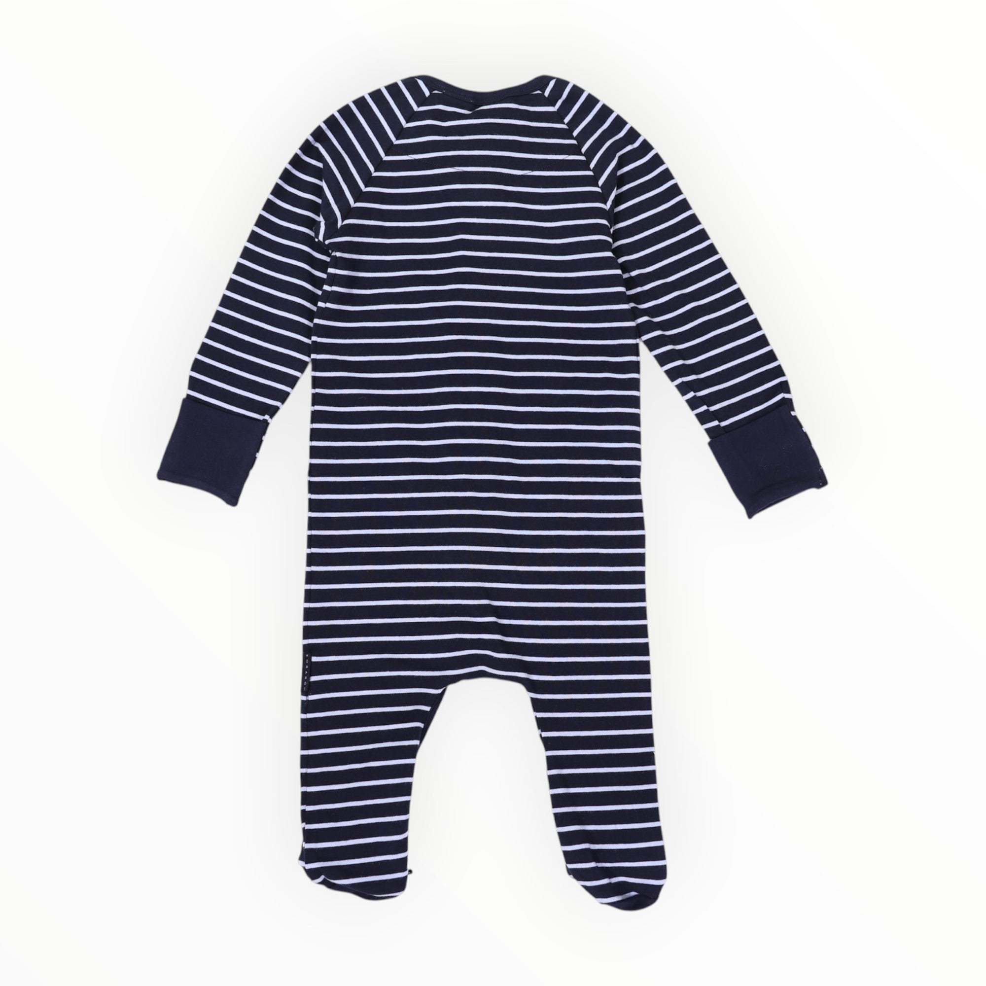 Striped Zip Cotton Romper Blue
