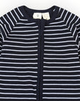 Striped Zip Cotton Romper Blue