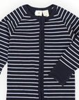 Striped Zip Cotton Romper Blue