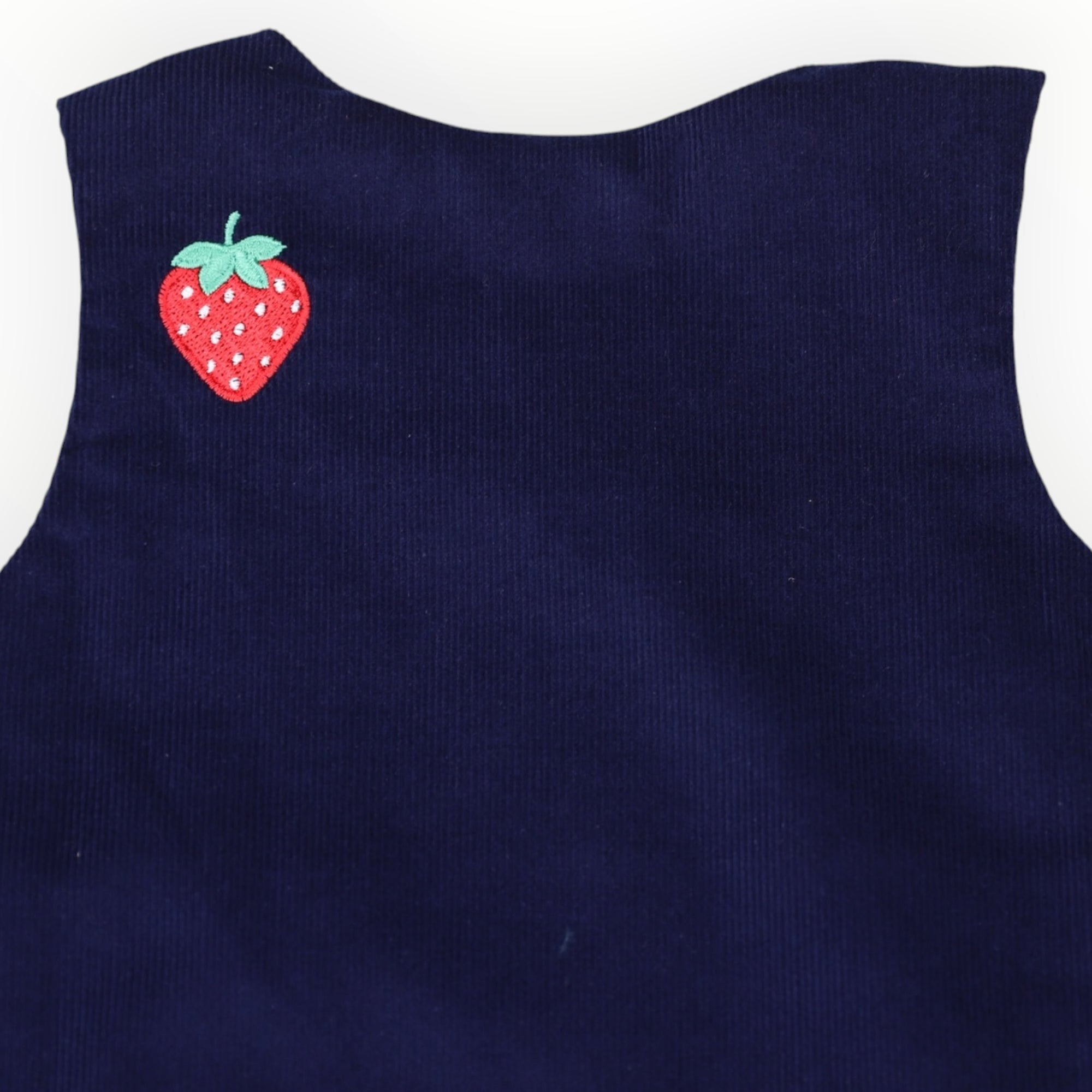 Strawberry Appliqued Cord Dress Navy