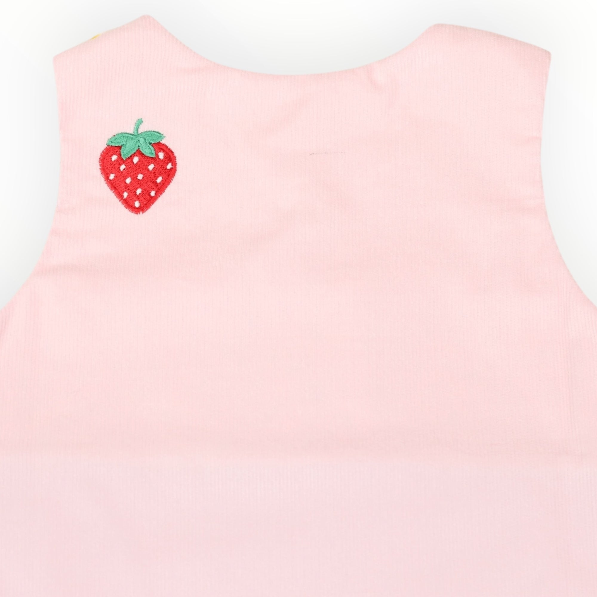 Strawberry Appliqued Cord Dress Pink