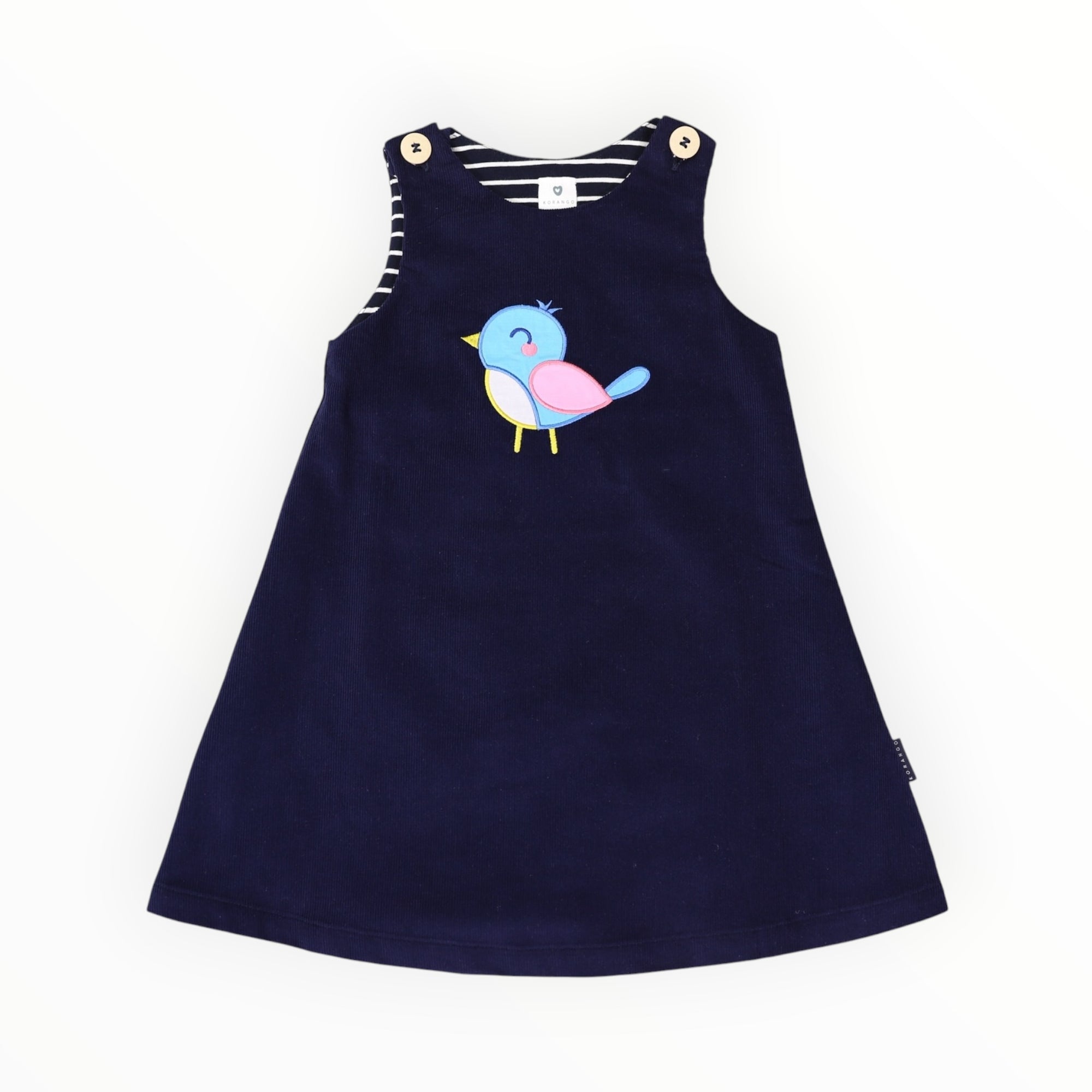 Little Wren Appliqued Cord Dress Navy