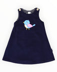 Little Wren Appliqued Cord Dress Navy
