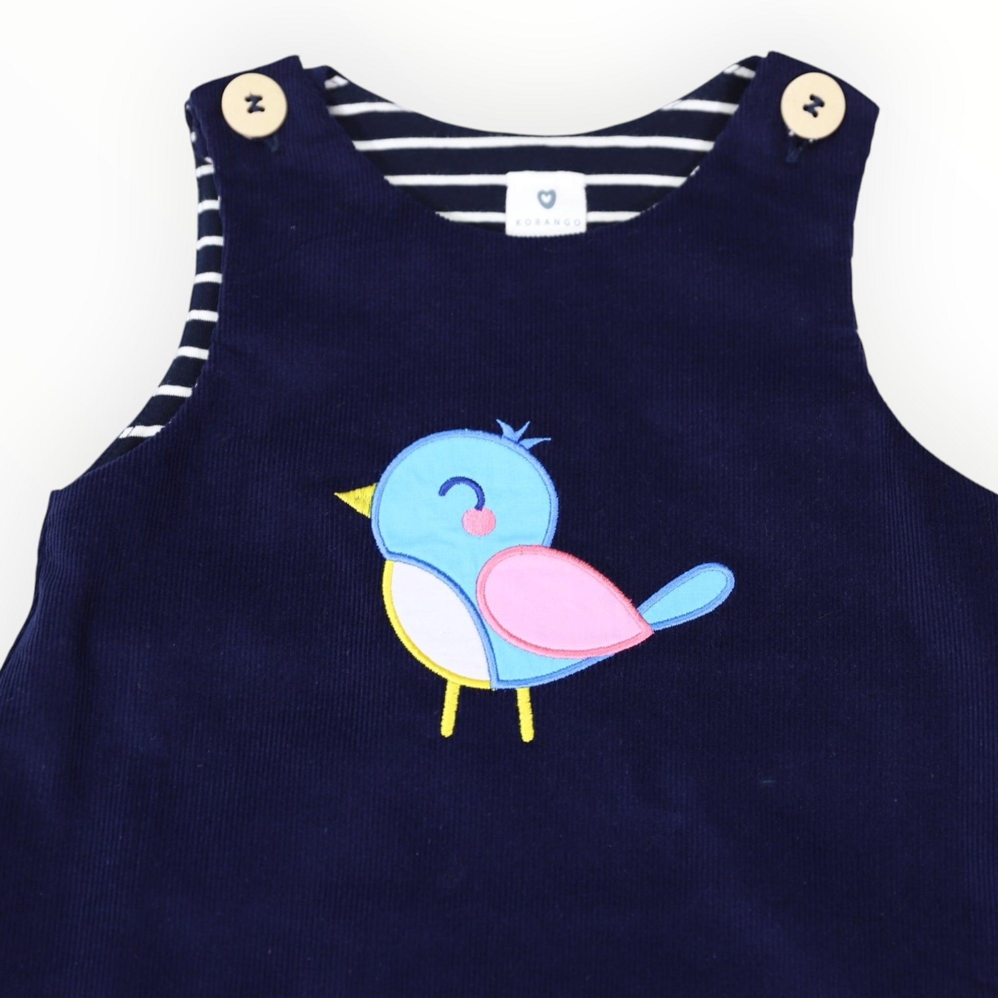 Little Wren Appliqued Cord Dress Navy