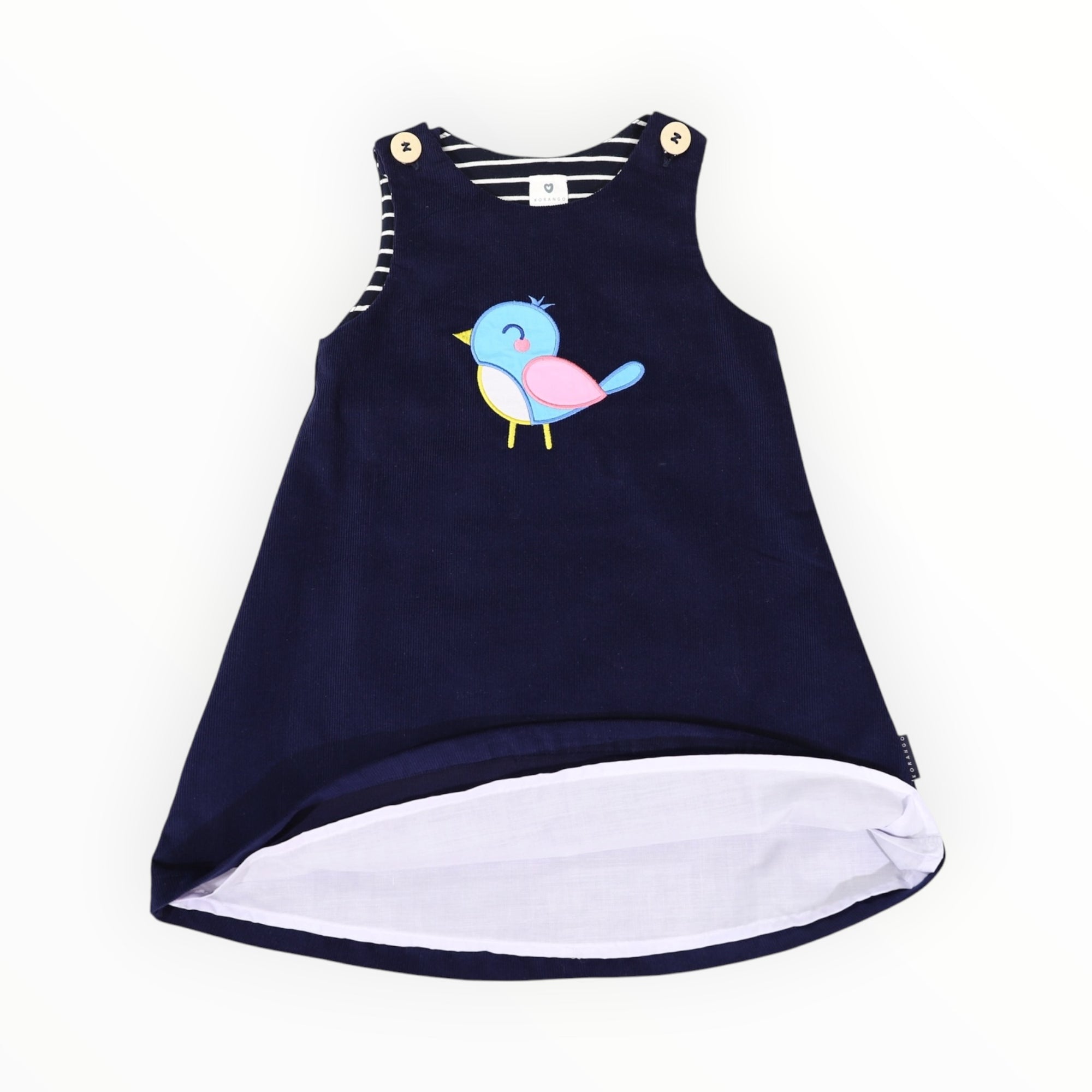 Little Wren Appliqued Cord Dress Navy