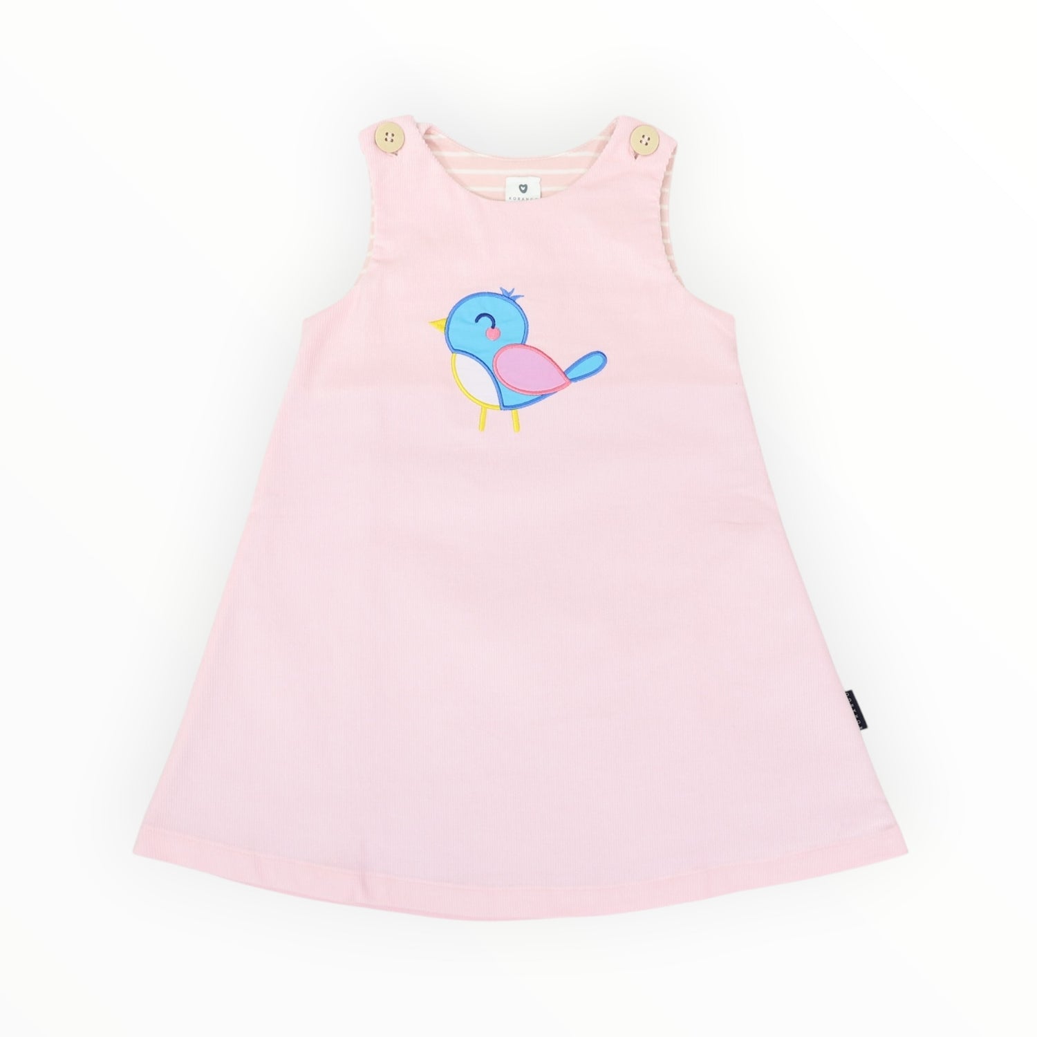 Little Wren Appliqued Cord Dress Pink