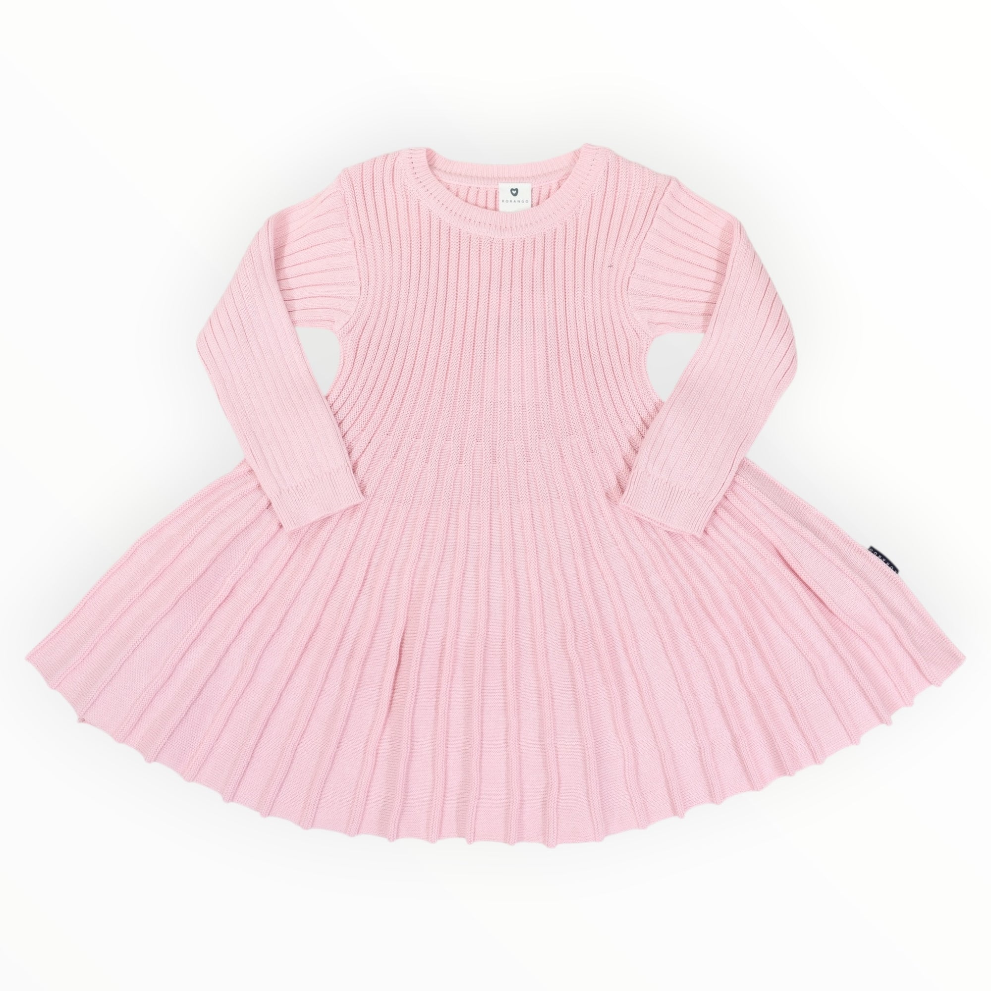Rib Knit Flare Dress Pink