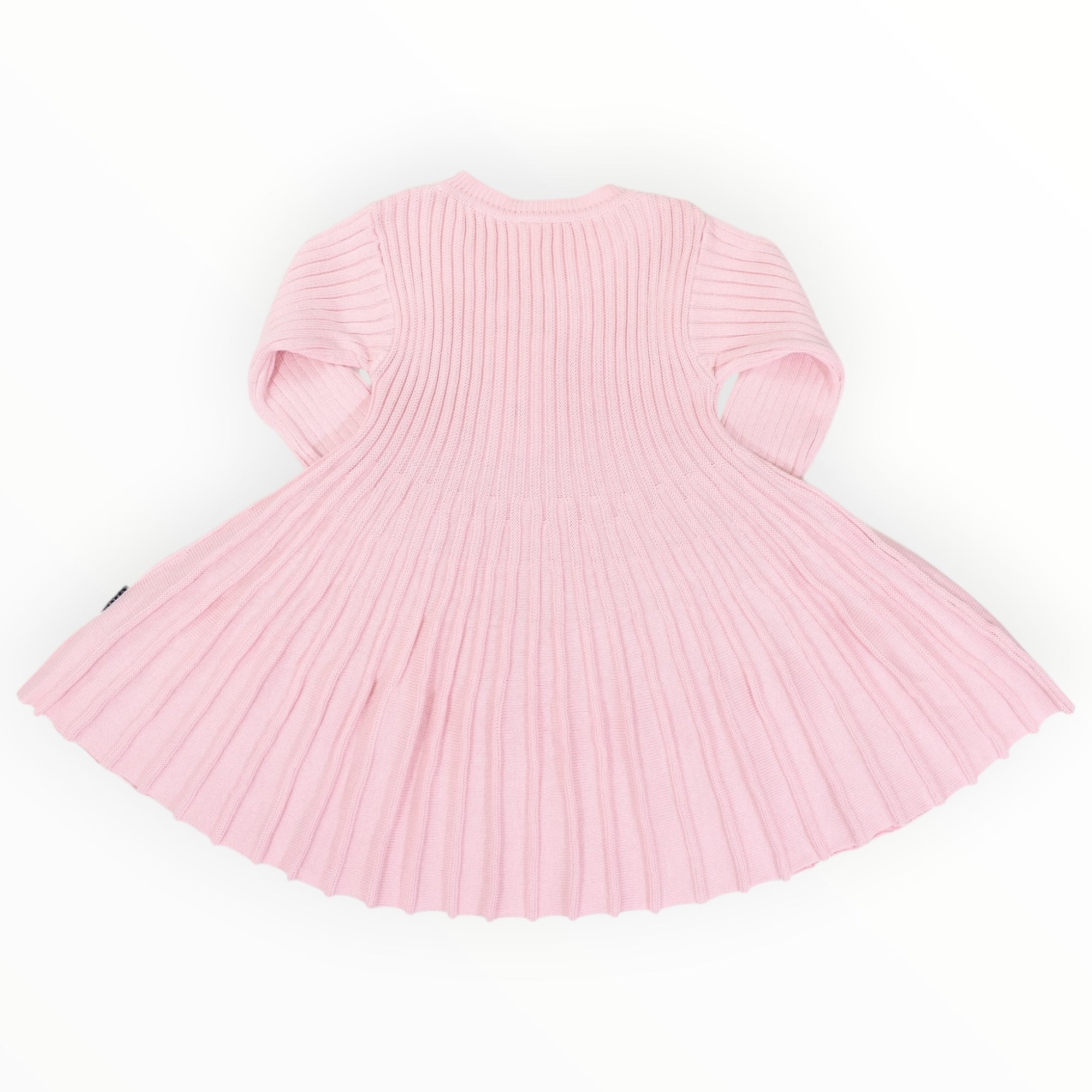 Rib Knit Flare Dress Pink