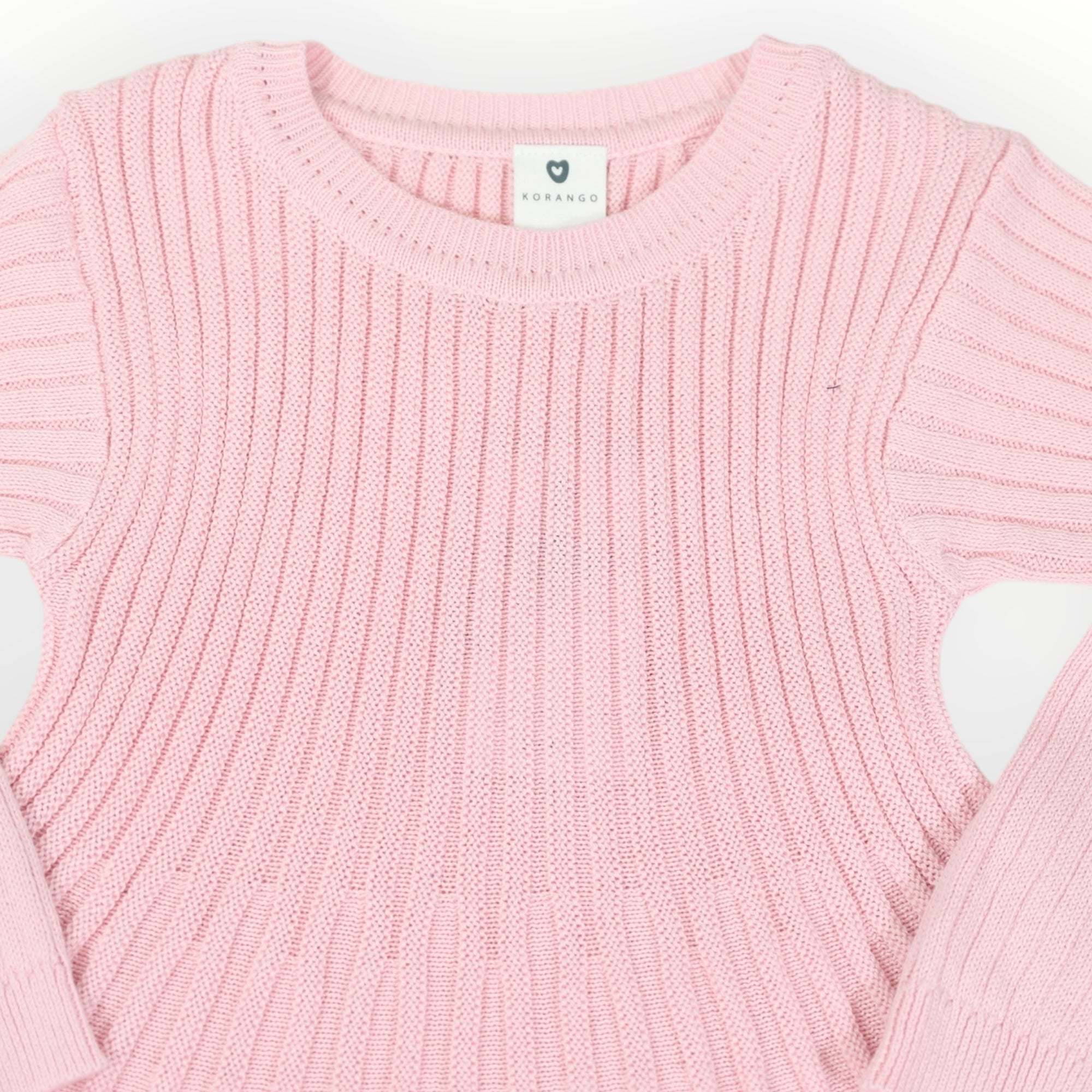 Rib Knit Flare Dress Pink