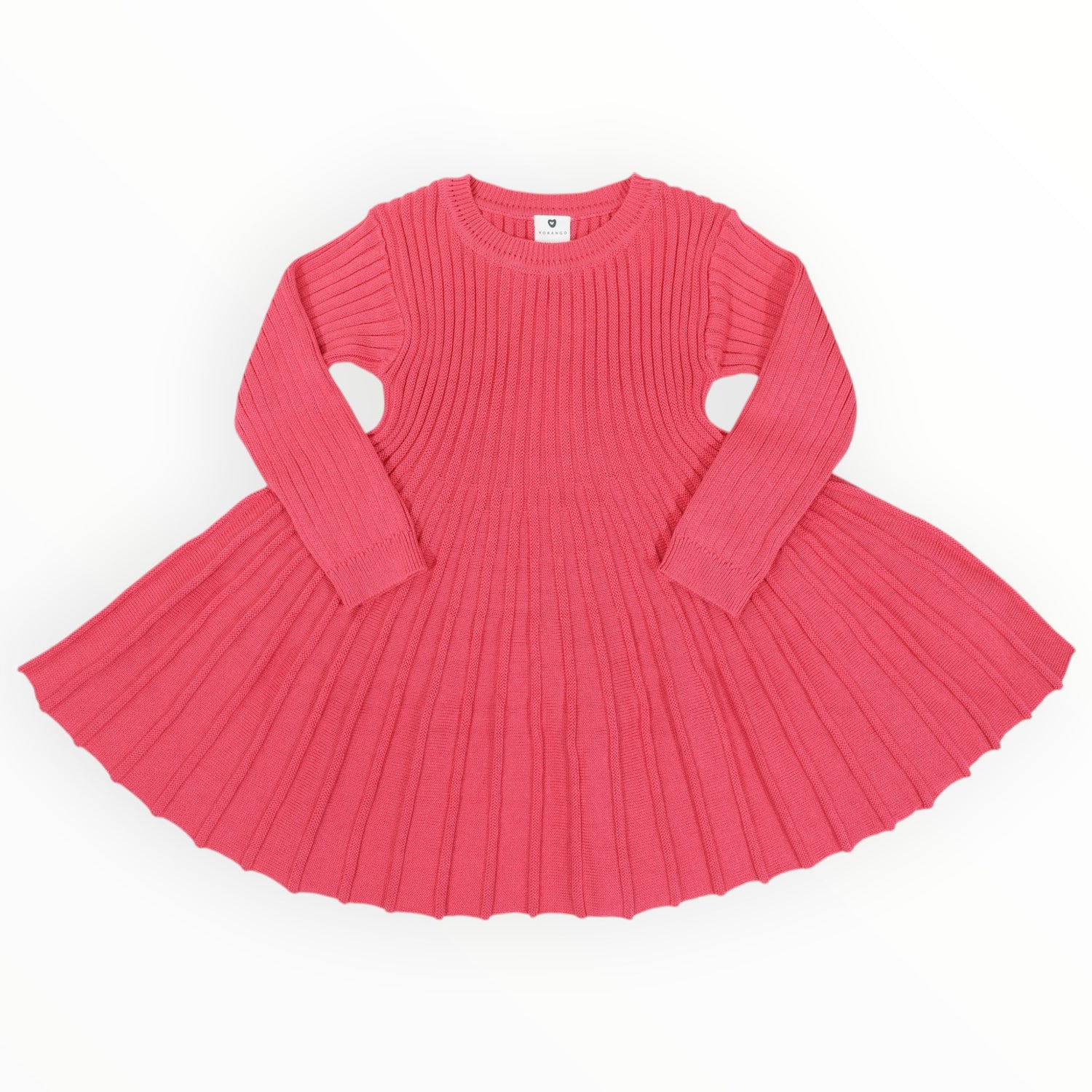 Rib Knit Flare Dress Hot Pink