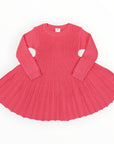 Rib Knit Flare Dress Hot Pink