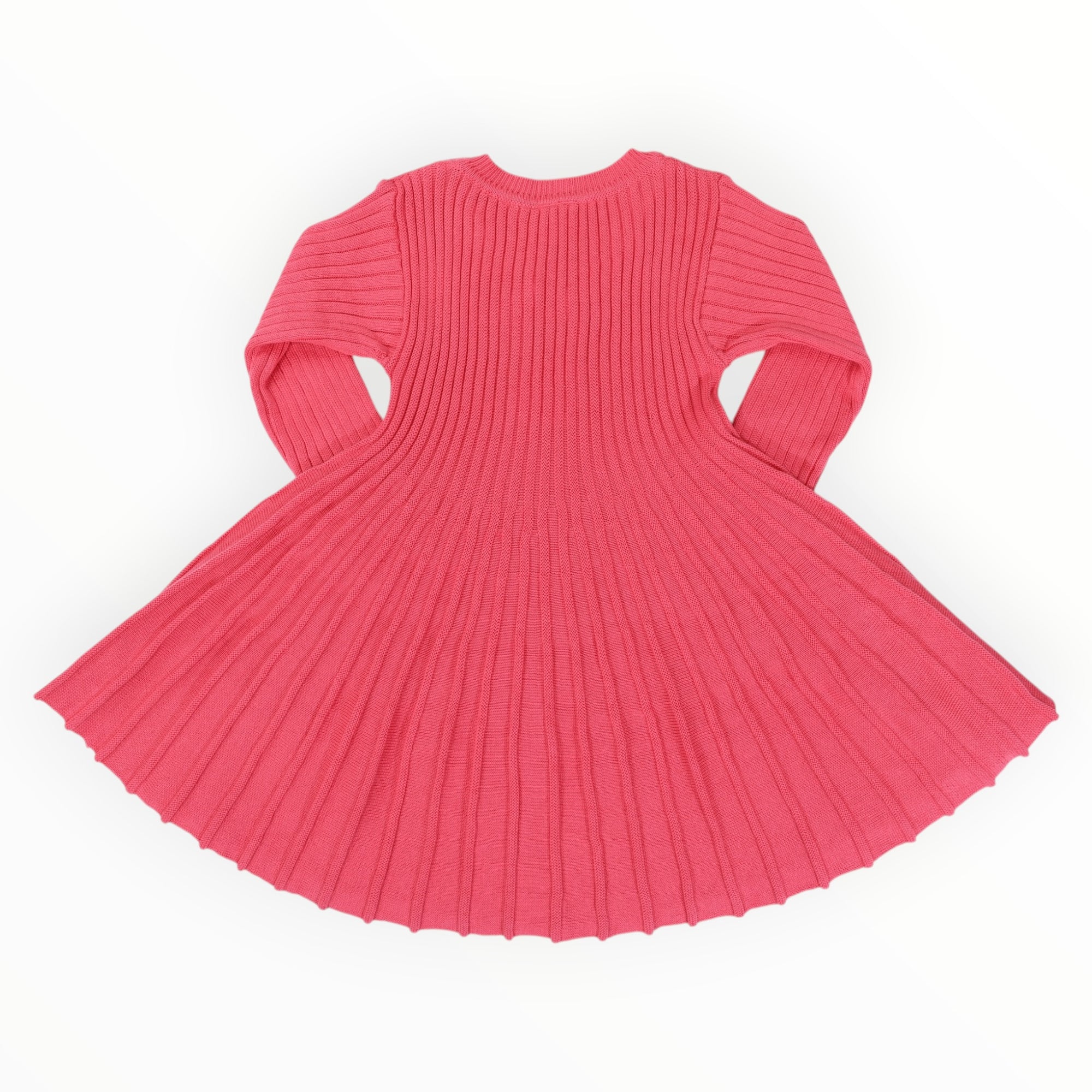 Rib Knit Flare Dress Hot Pink