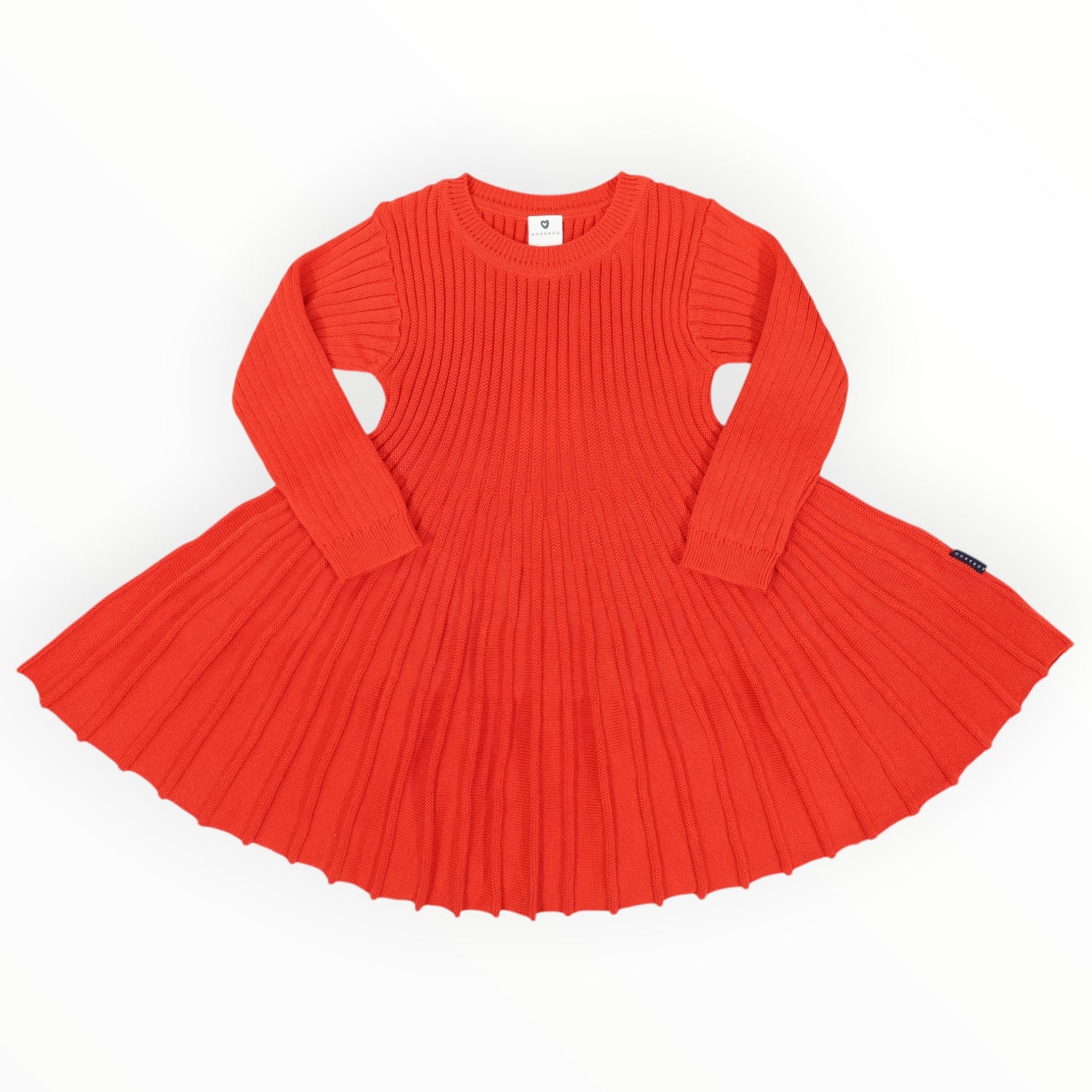 Rib Knit Flare Dress Red