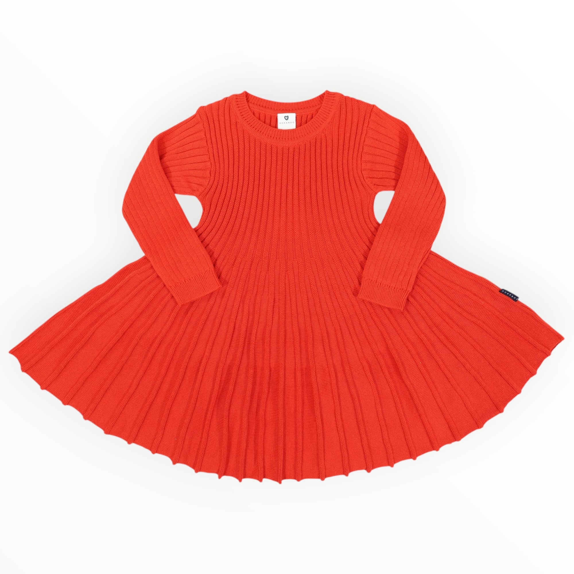 Rib Knit Flare Dress Red