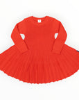 Rib Knit Flare Dress Red