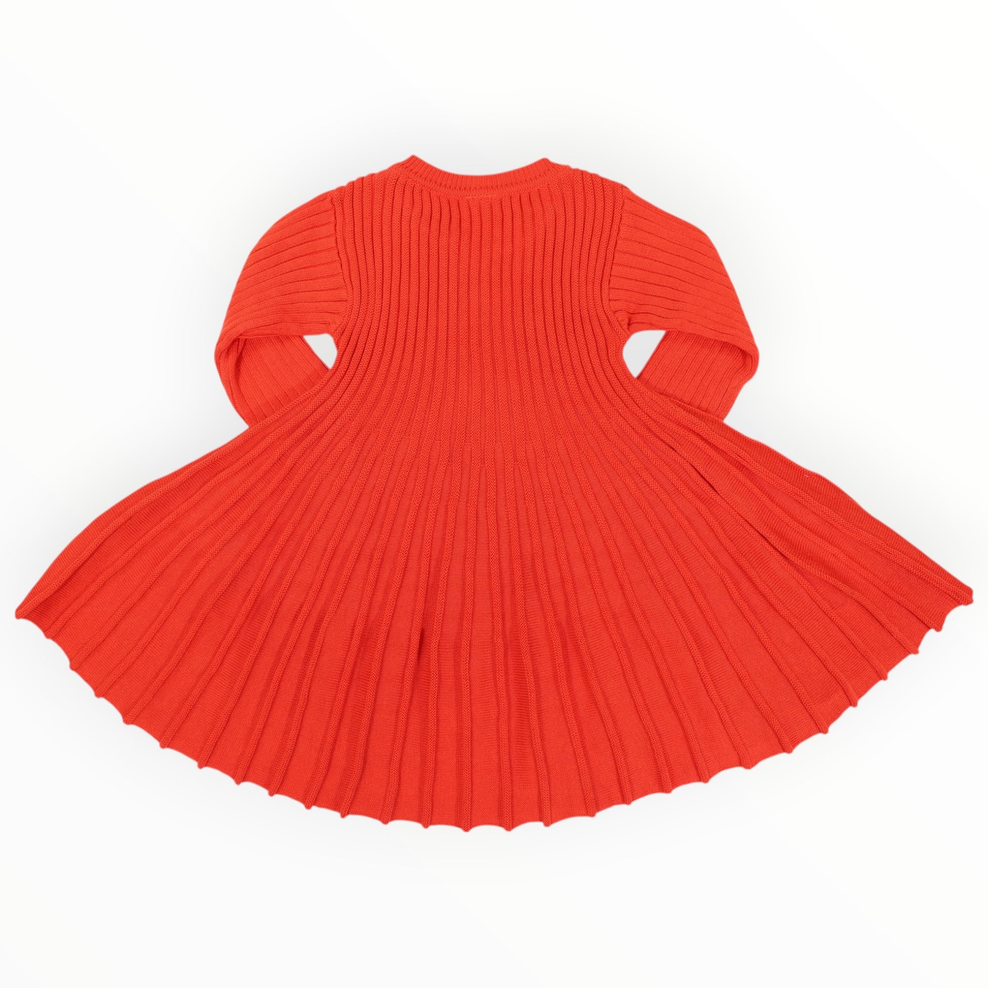 Rib Knit Flare Dress Red