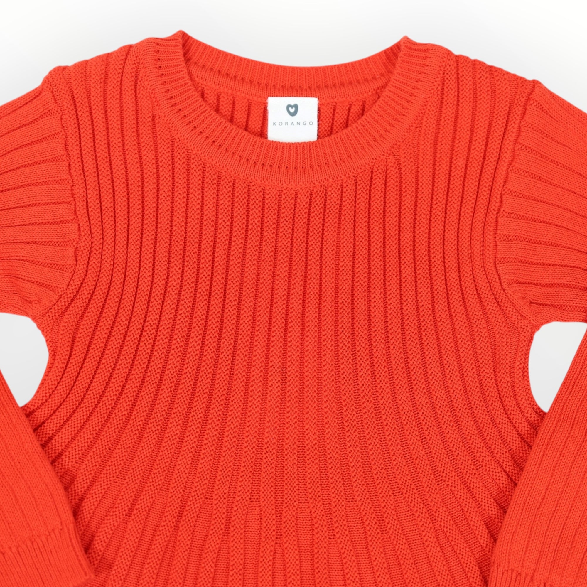 Rib Knit Flare Dress Red